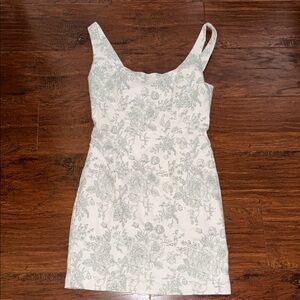 House of Harlow 1960 White Dress with Sage Floral Print